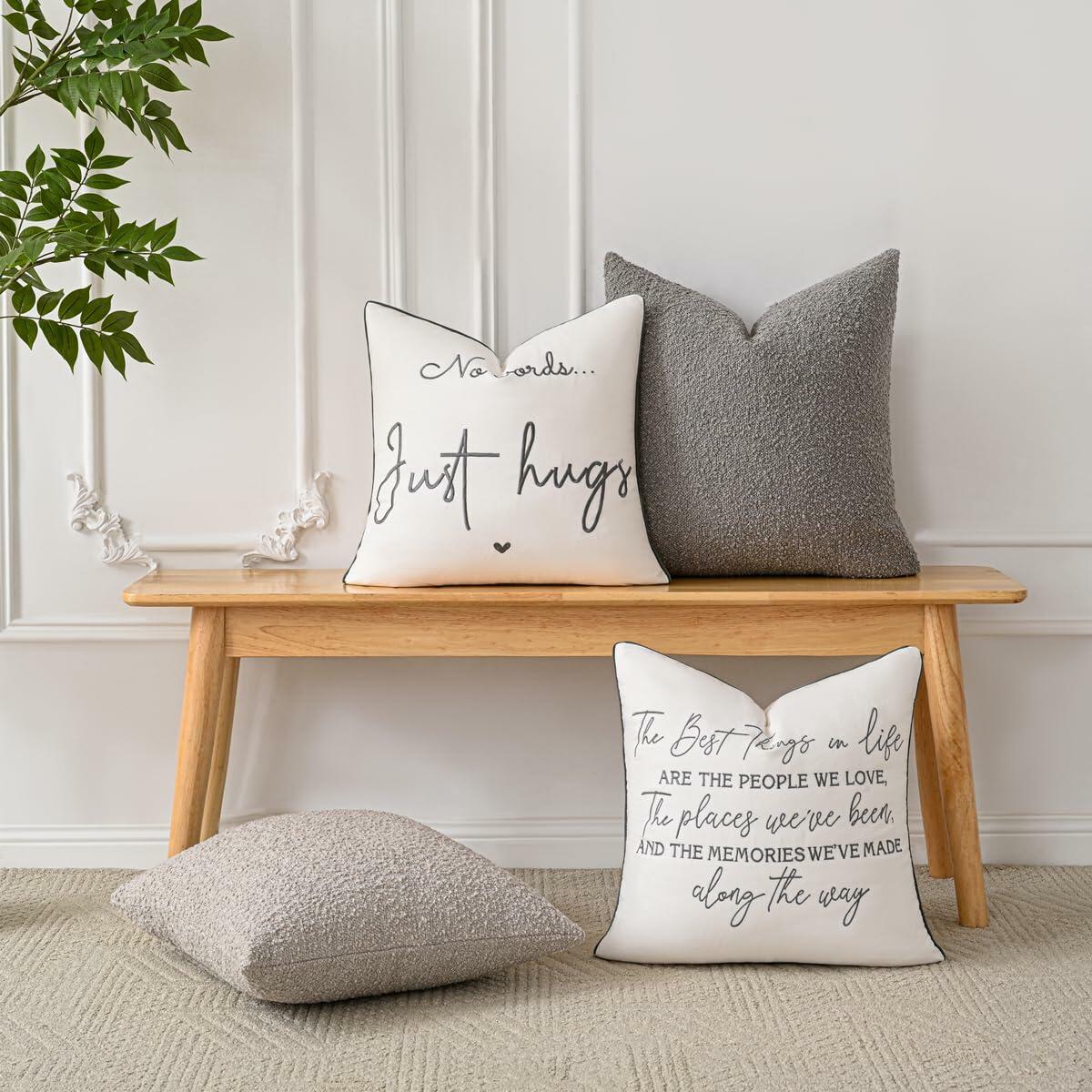 Sunkifover Embroidered Decorative Throw Pillow Cover 18x18 Grey