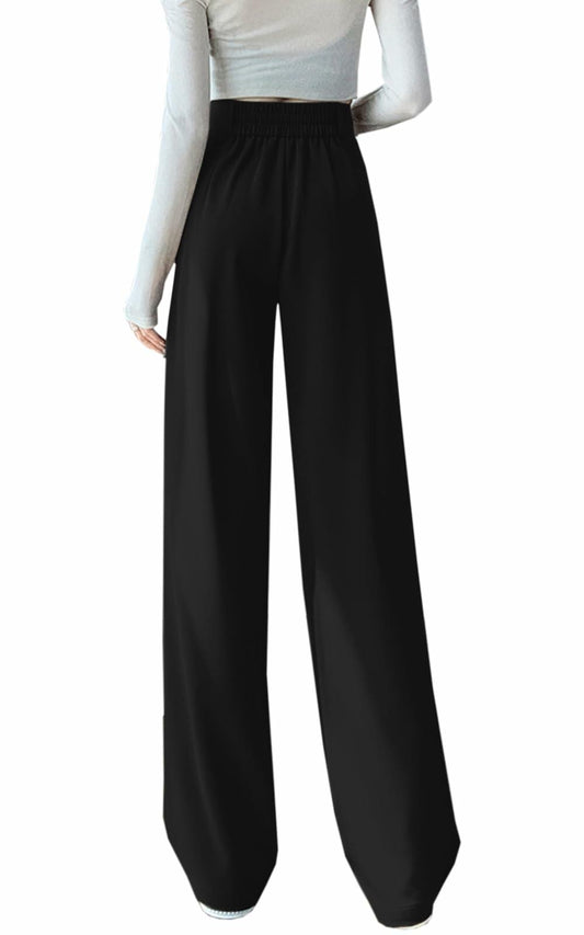 SANGTREE Womens Wide Leg Dress Pants Elastic High Waist Black Size Large