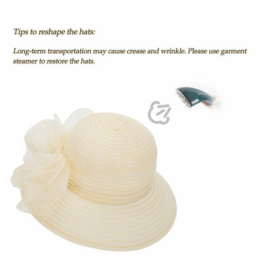 Kentucky Women Organza Derby Hat Wide Brim Summer Sun Cap Black