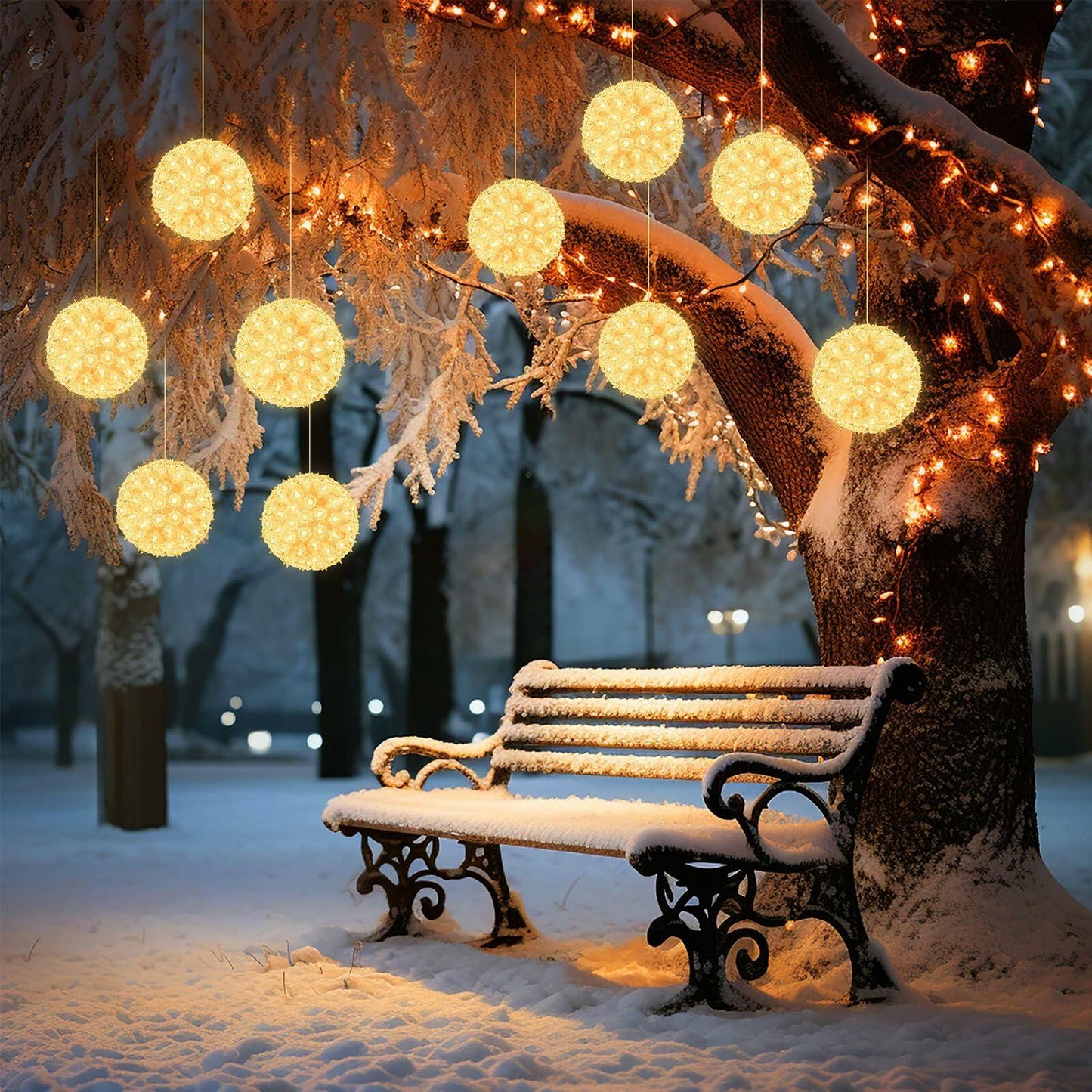 Brightown 6" Christmas Outdoor Sphere Lights 100 Clear Bulbs Plug In