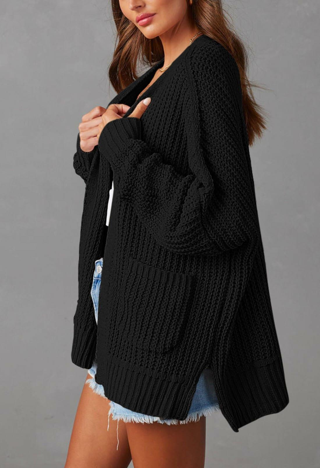Queen Fall Winter Long Sleeve Chunky Cardigan Sweater Black Size M