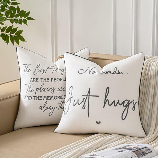 Sunkifover Embroidered Decorative Throw Pillow Cover 18x18 Grey