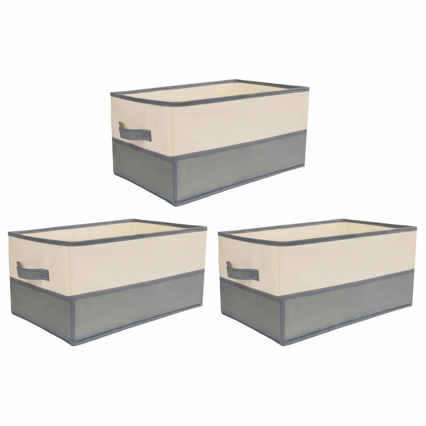 Fabric Storage Bins 3 Pack Large Collapsible Baskets with Handles Gray