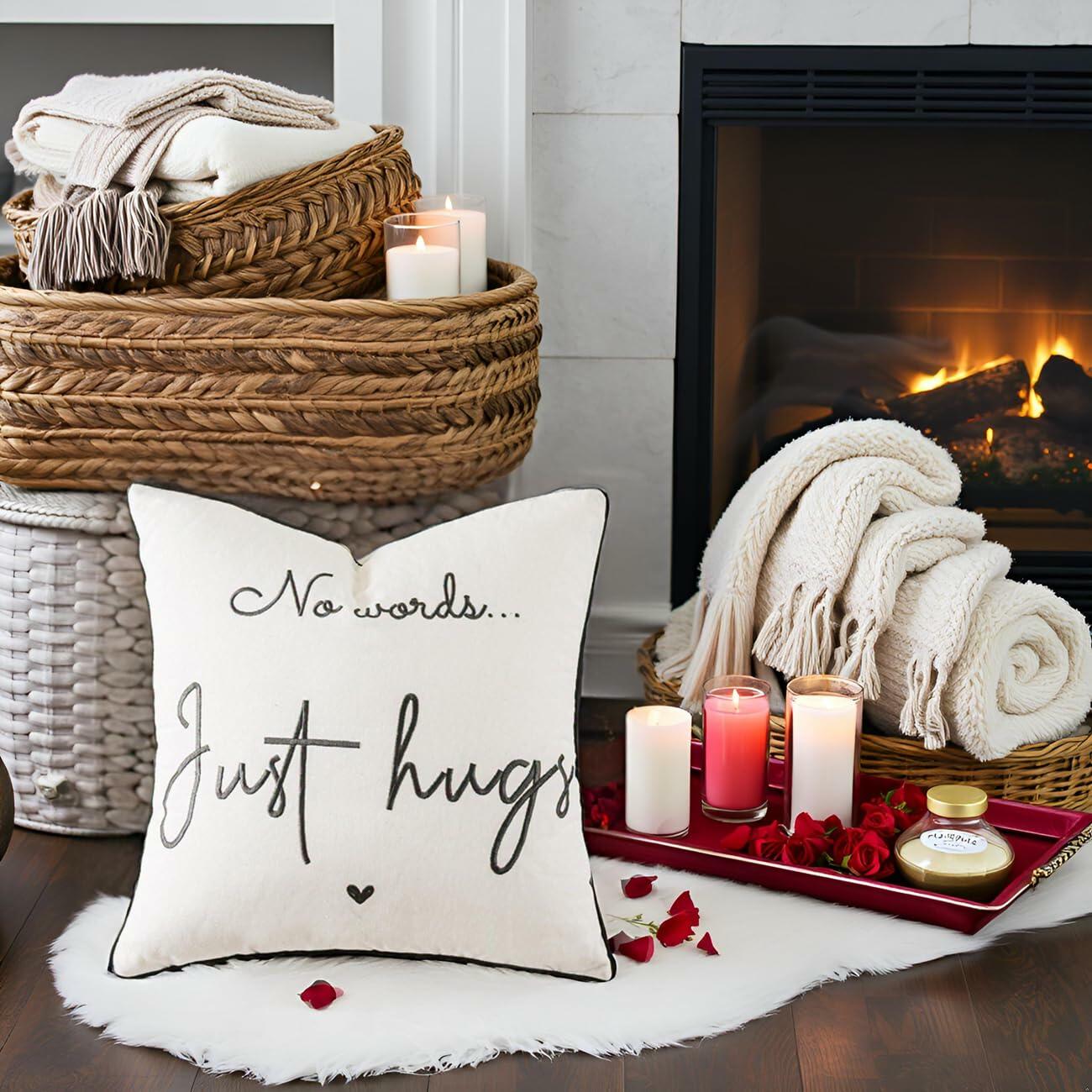 Sunkifover Embroidered Decorative Throw Pillow Cover 18x18 Grey