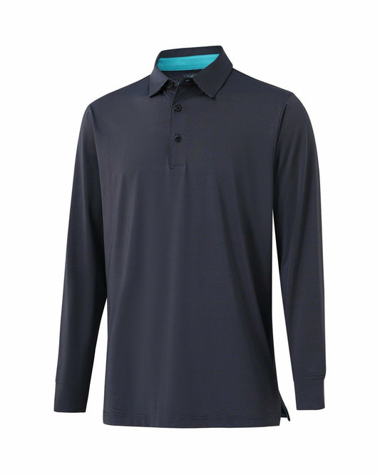 YAMXDM Mens Long Sleeve Golf Polo Shirt Moisture Wicking Light Green Size L