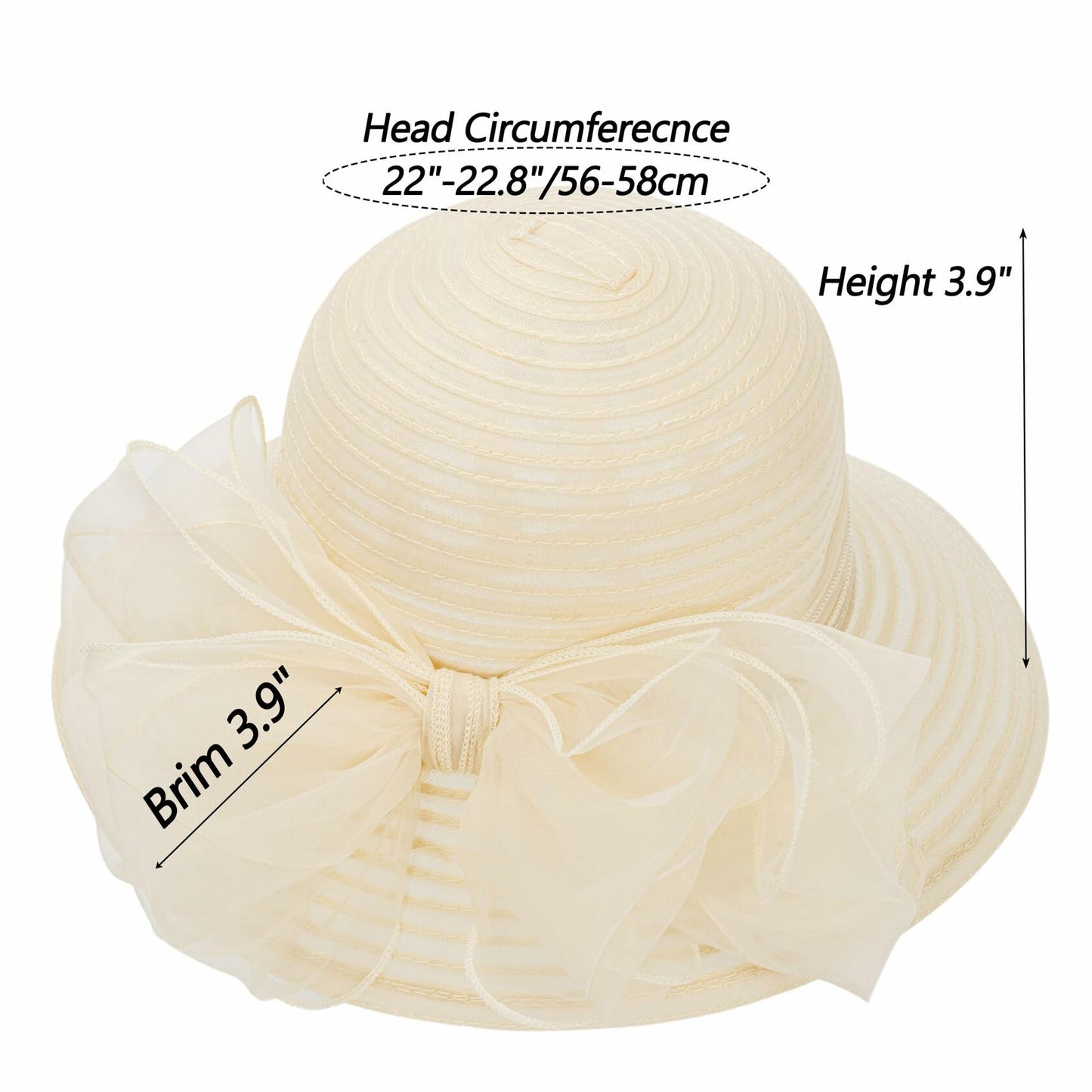 Kentucky Women Organza Derby Hat Wide Brim Summer Sun Cap Black