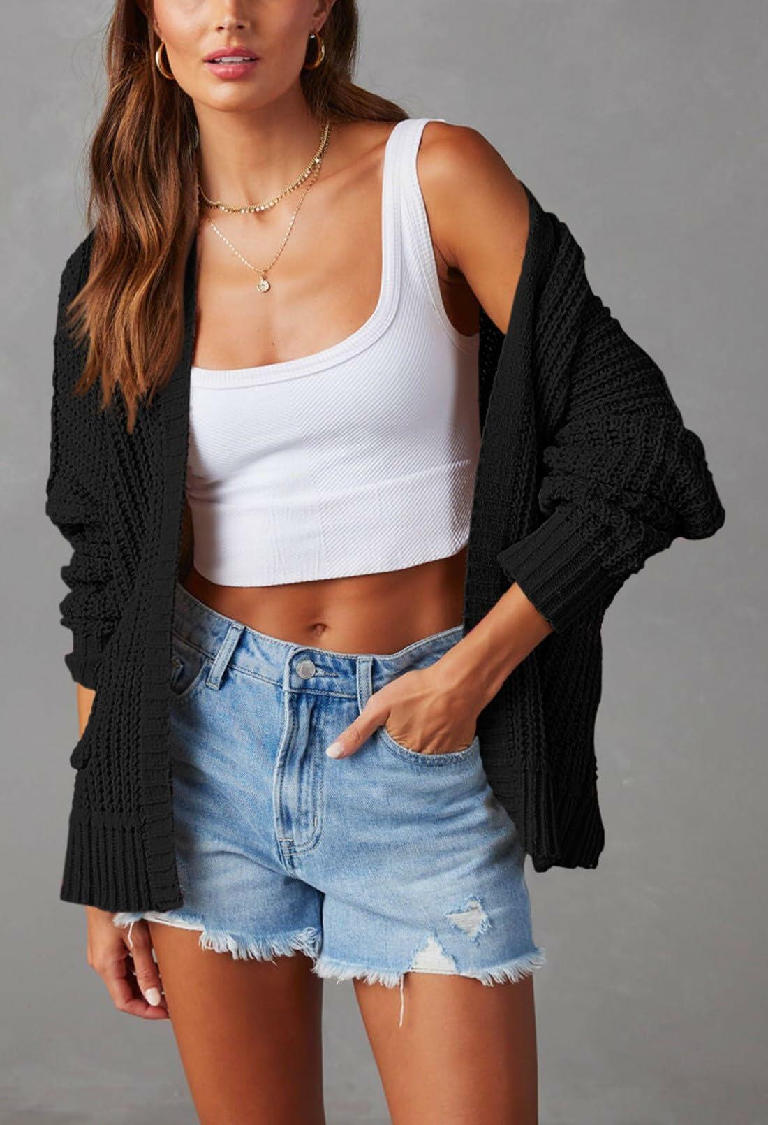 Queen Fall Winter Long Sleeve Chunky Cardigan Sweater Black Size M