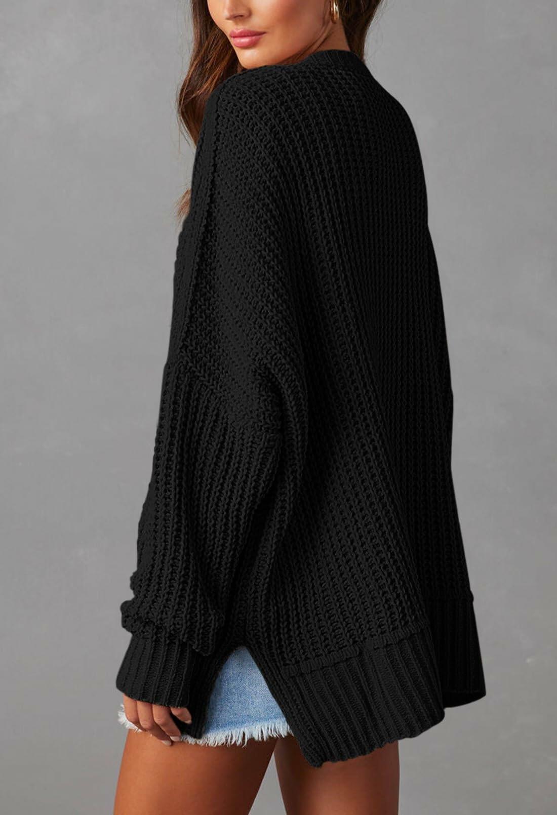 Queen Fall Winter Long Sleeve Chunky Cardigan Sweater Black Size M