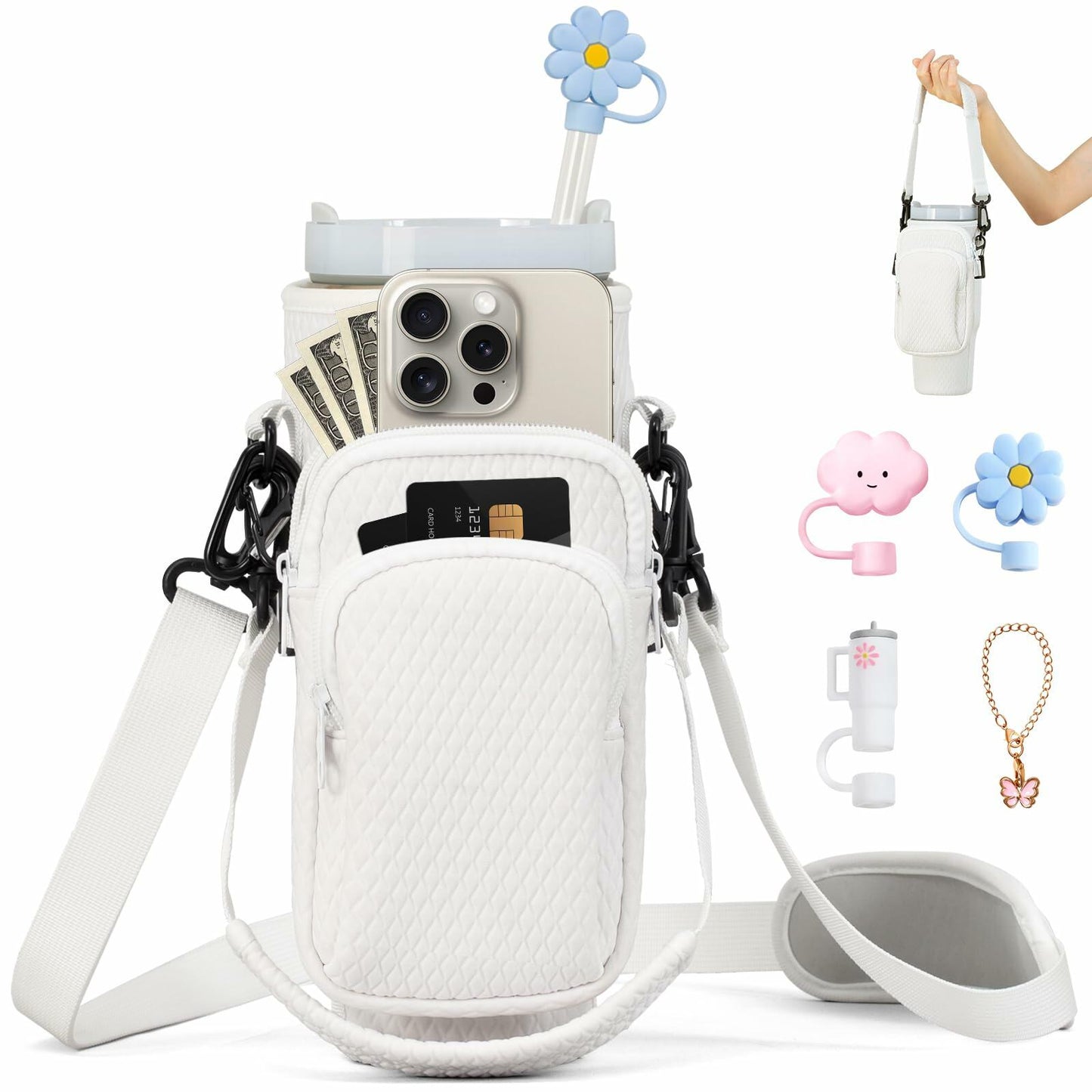 Stanley Cup 3D Embossed Neoprene 40oz Carrier Bag with Strap & Accessories