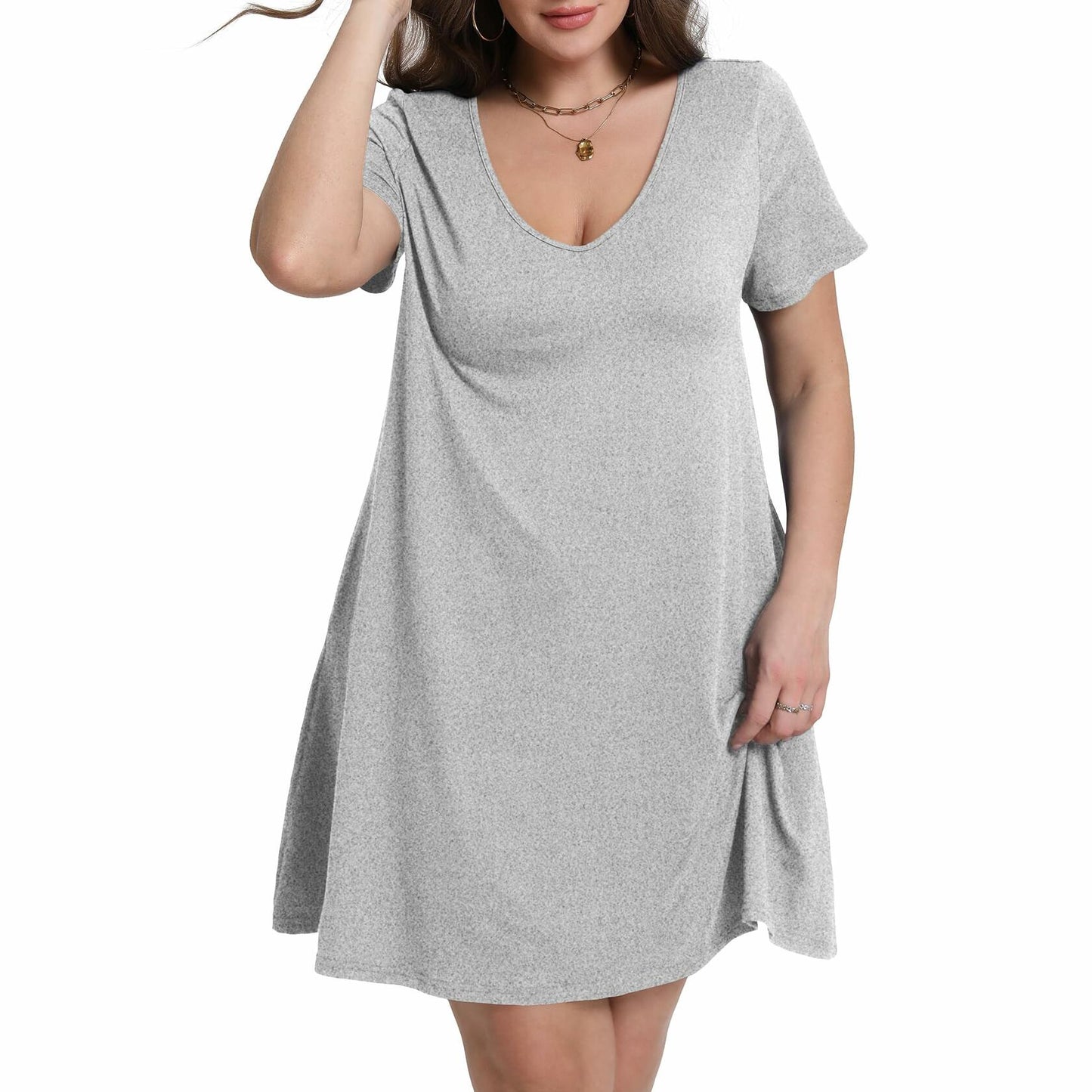 Volope Women's Nightgown Pajama Set 3 Pack Cozy Sleepwear Pockets Size M