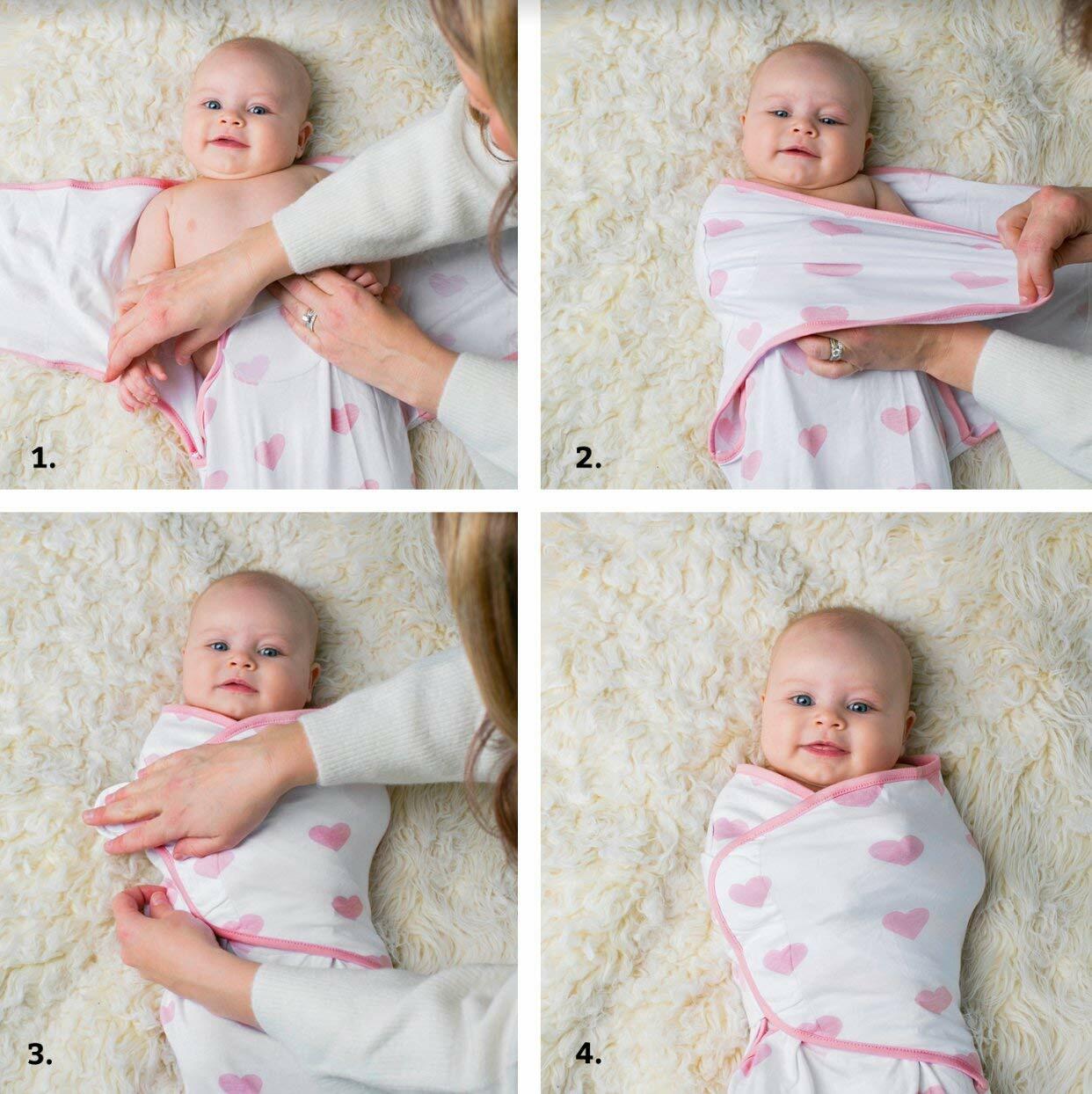 Ziggy Baby Swaddle Blanket Adjustable Wrap 3Pack Pink Peony Heart Plaid Size S/M