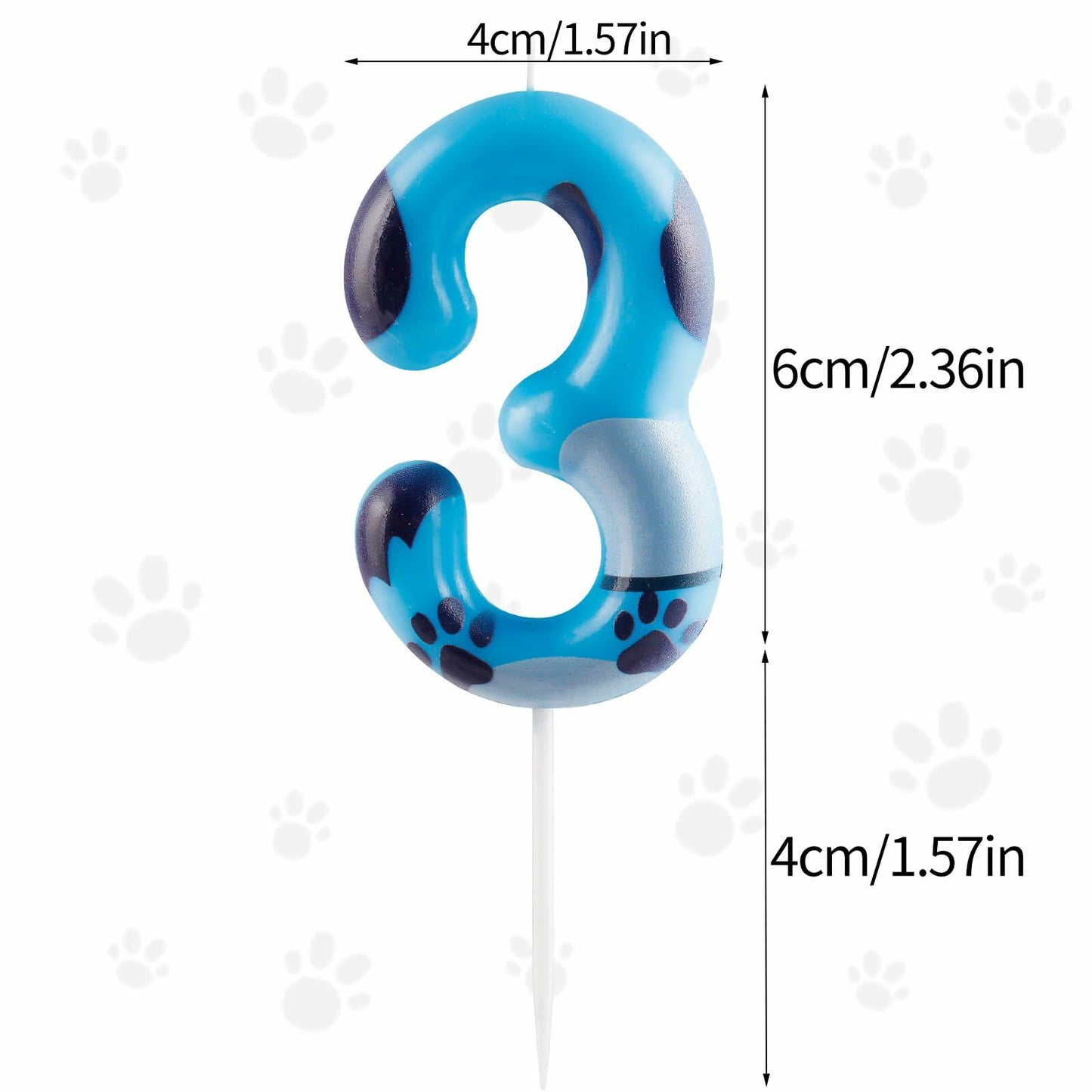 Zi Lan Number 5 Blue Dog Paw Birthday Candle Paw Print Cake Decor