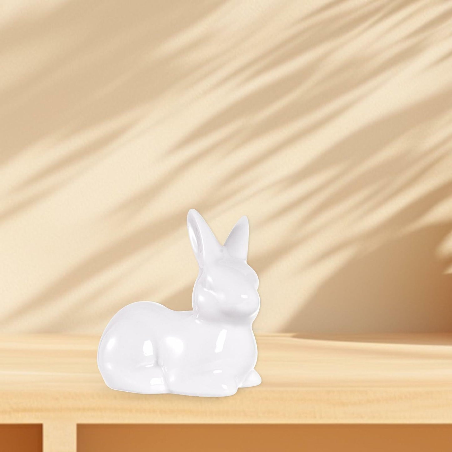 Rthjsfj White Ceramic Easter Bunny Figurine Porcelain Rabbit Statue 3.74x1.89"