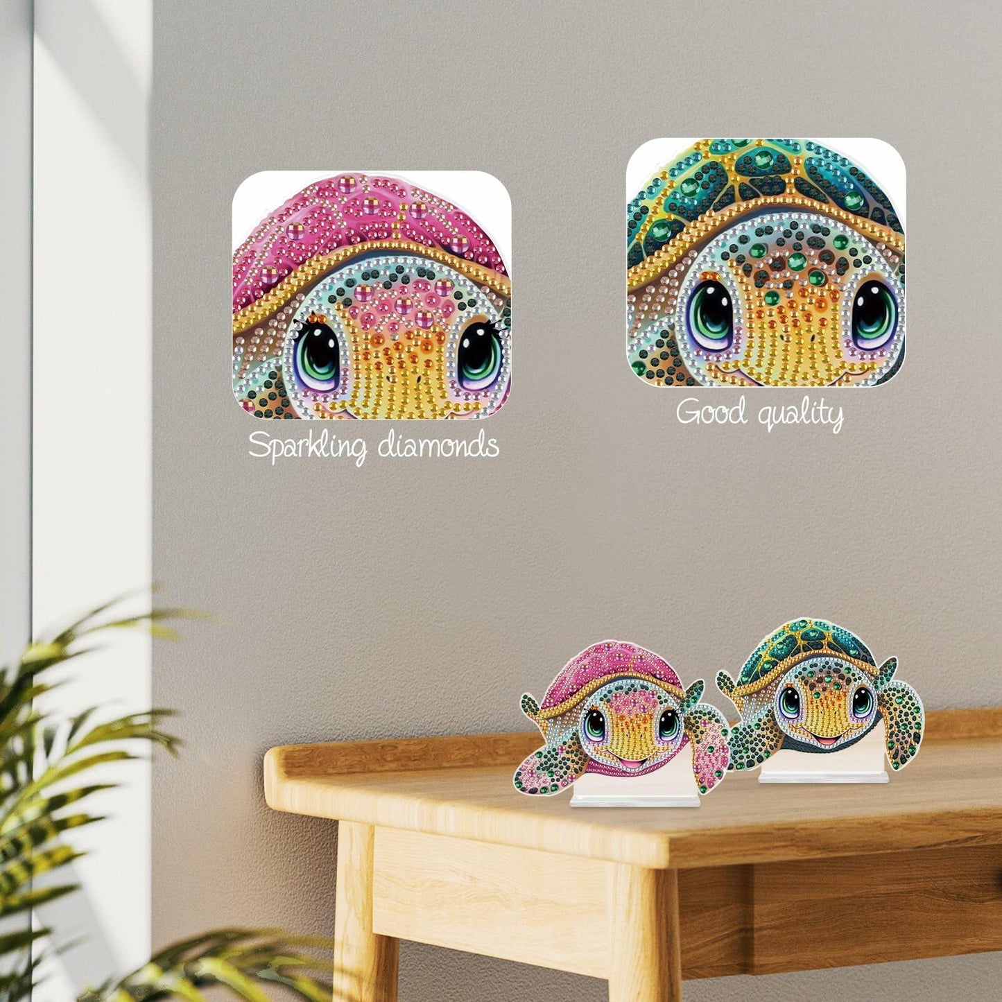 Tontut 2 Pcs Diamond Art Painting DIY Turtle Shape Desktop Jewelry Kits
