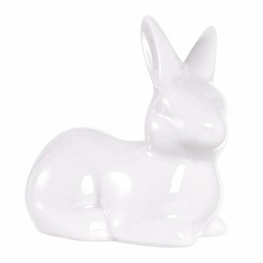 Rthjsfj White Ceramic Easter Bunny Figurine Porcelain Rabbit Statue 3.74x1.89"