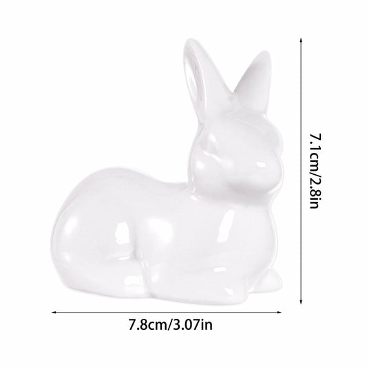 Rthjsfj White Ceramic Easter Bunny Figurine Porcelain Rabbit Statue 3.74x1.89"