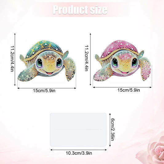 Tontut 2 Pcs Diamond Art Painting DIY Turtle Shape Desktop Jewelry Kits