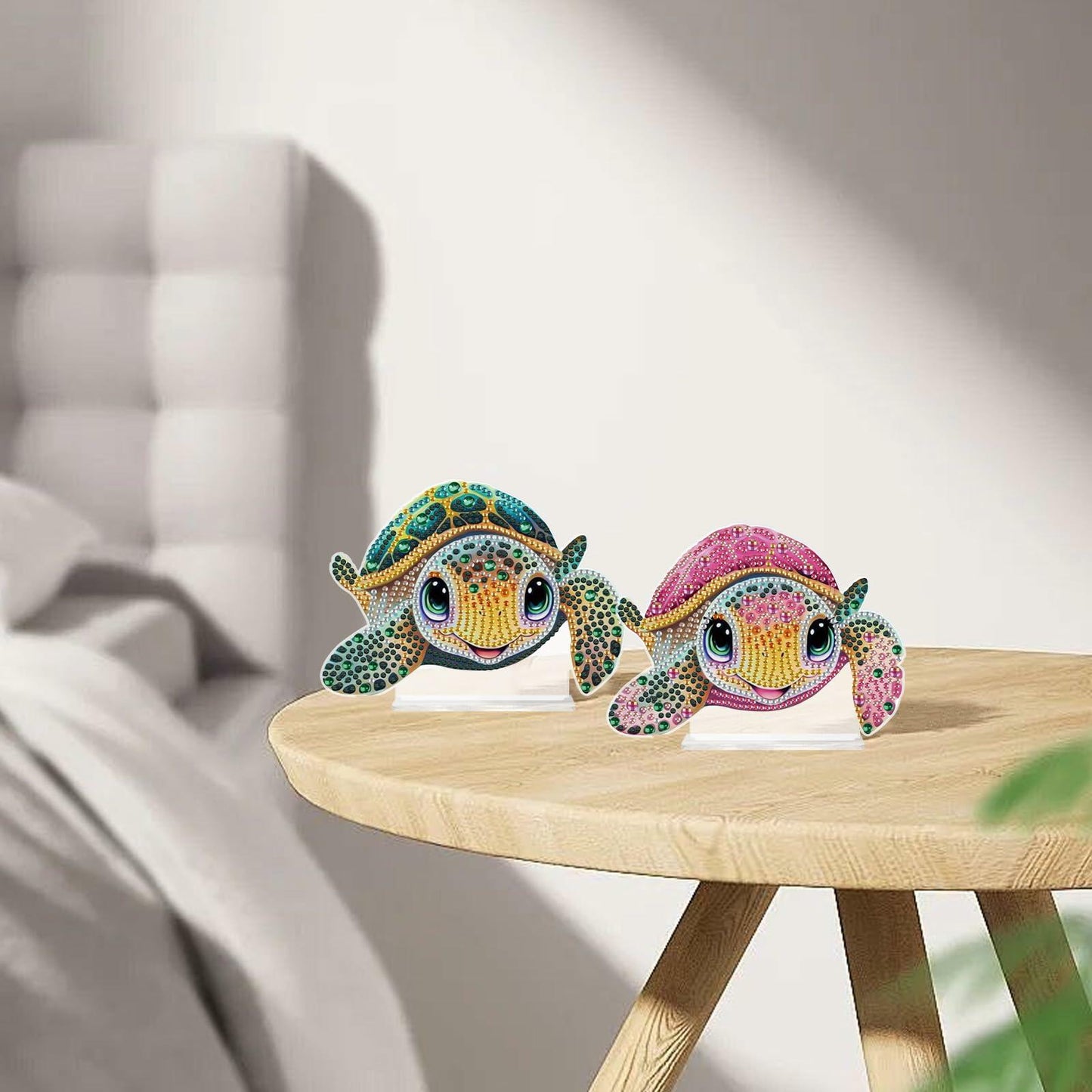 Tontut 2 Pcs Diamond Art Painting DIY Turtle Shape Desktop Jewelry Kits