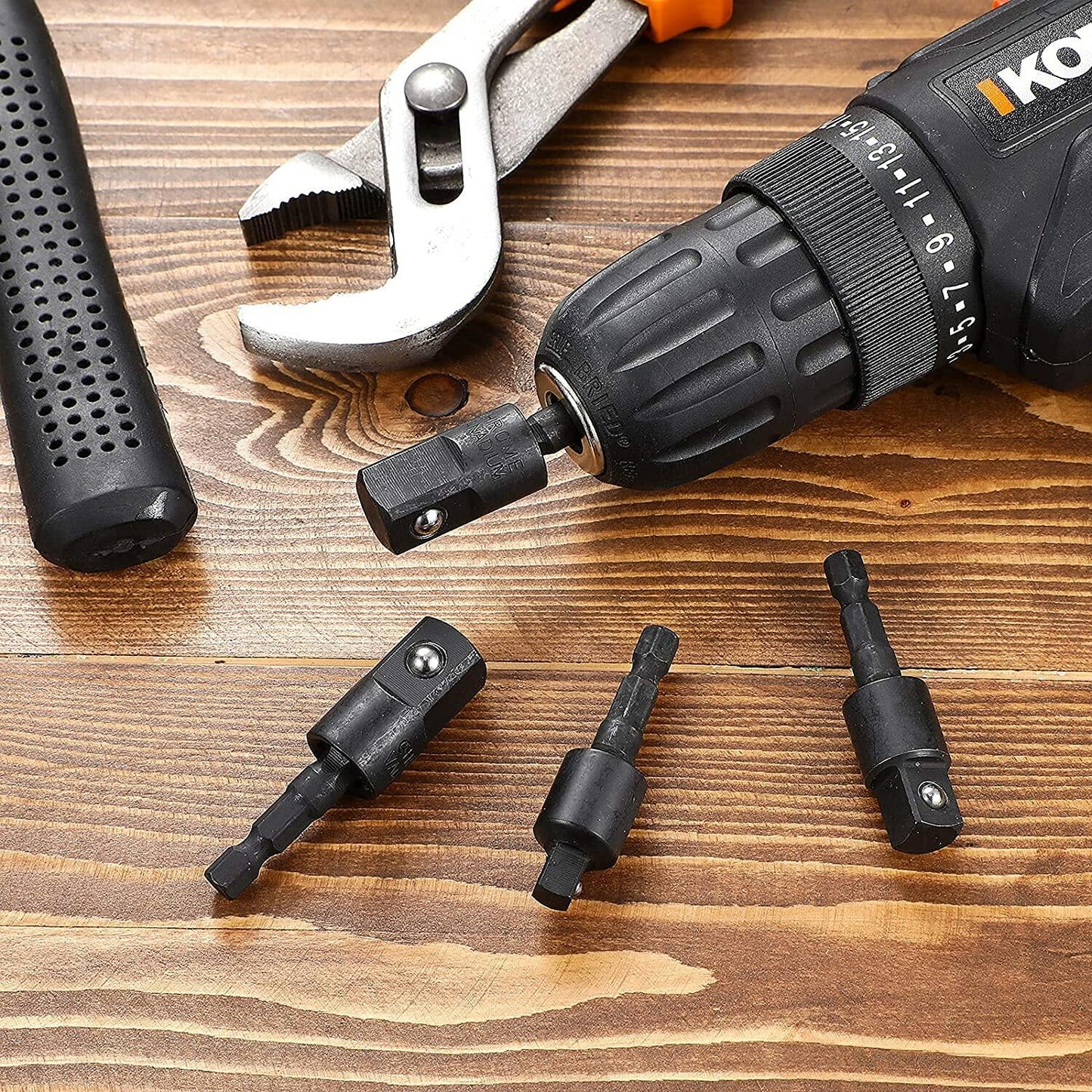 3Pcs Socket Adapter Set 1/4" 3/8" 1/2" Rotatable Impact Grade Drill Bits