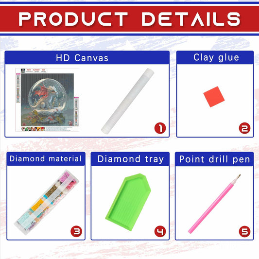Focart Diamond Painting Kit 12x12 Bull Design Round Drill Crystal Rhinestone