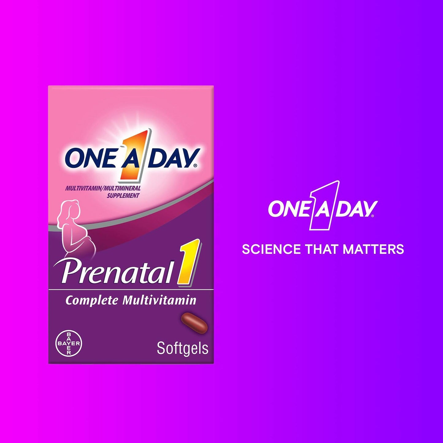 BestBy12/25 ONE A DAY Women's Prenatal Multivitamin 30 Ct Vitamins A,C,D,B6,B12