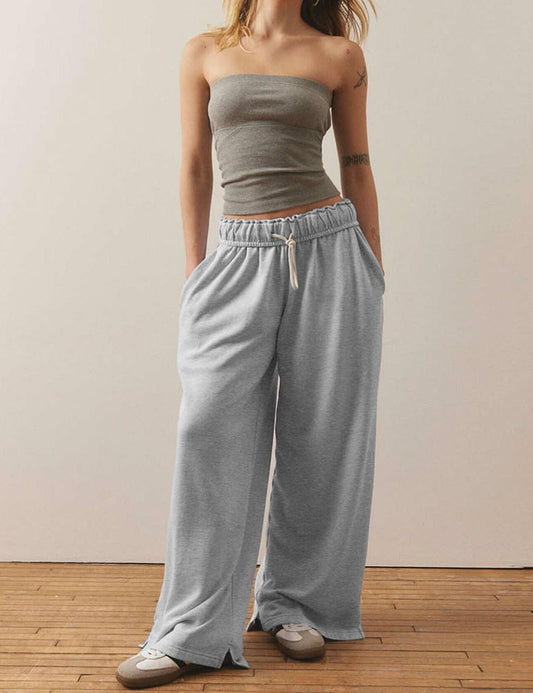 Kissonic Women Fleece Sweatpants Drawstring Loose Joggers Lightgrey Size XL