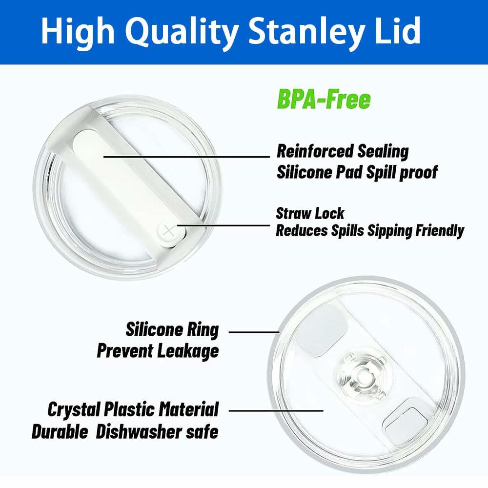NETRIWOW 2 Pcs Tumbler Lid for Stanley 40oz Cup Dustproof Spill Proof White