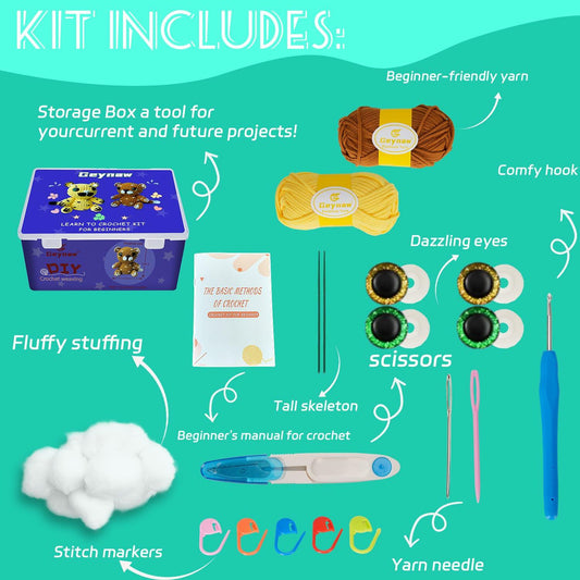 Geynaw Crochet Kit for Beginners Amigurumi Stuffed Animals Tiger
