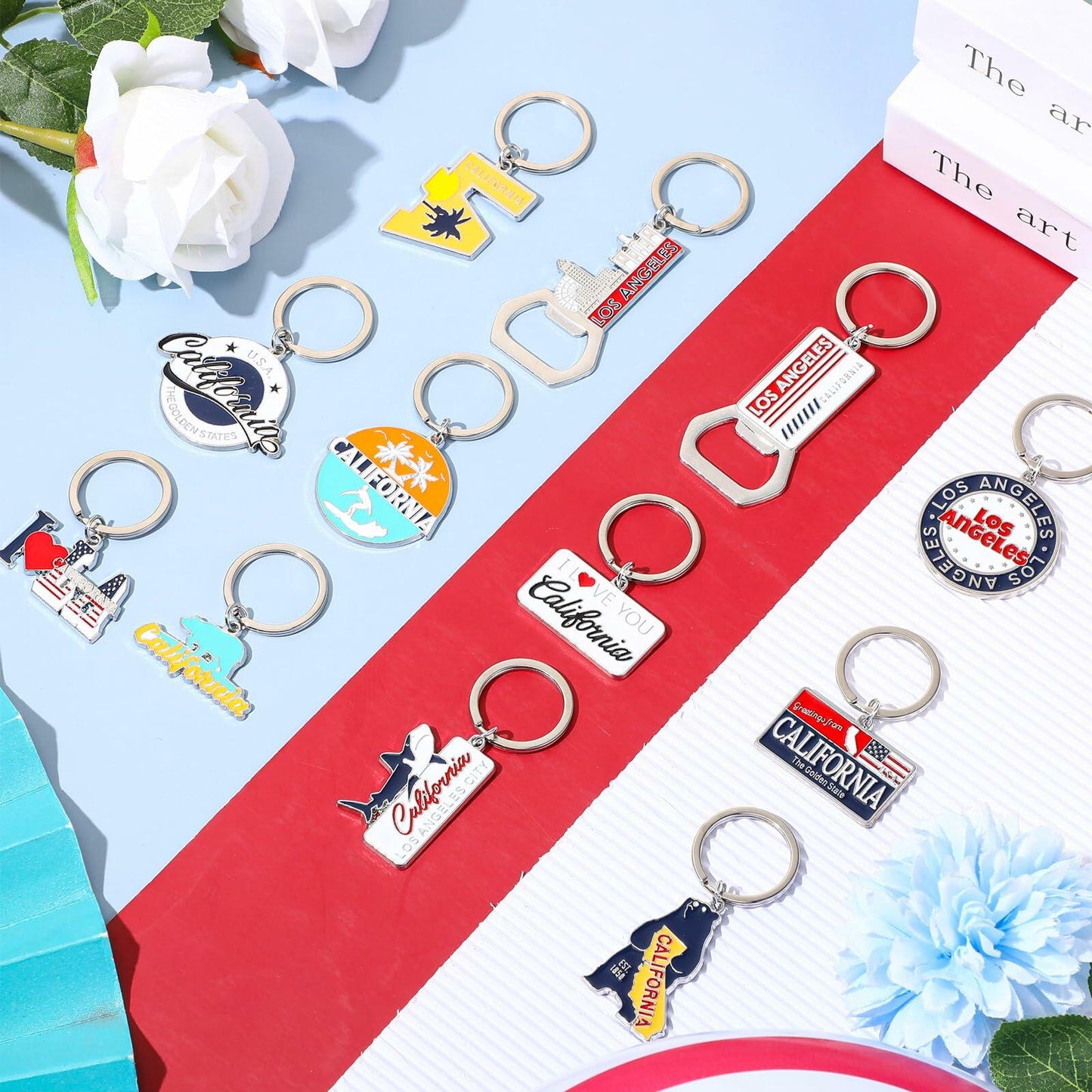 Landical 12 Pcs Los Angeles Souvenir Metal Keychain Bottle Opener CA Gift