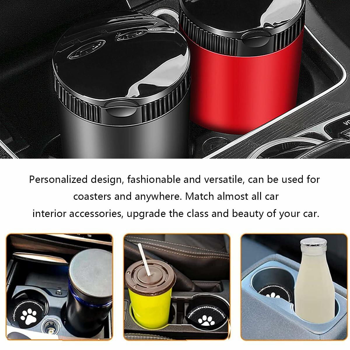 Kewucn Bling Paw Car Cup Holder Coasters 2PCS Dark Blue Rhinestone