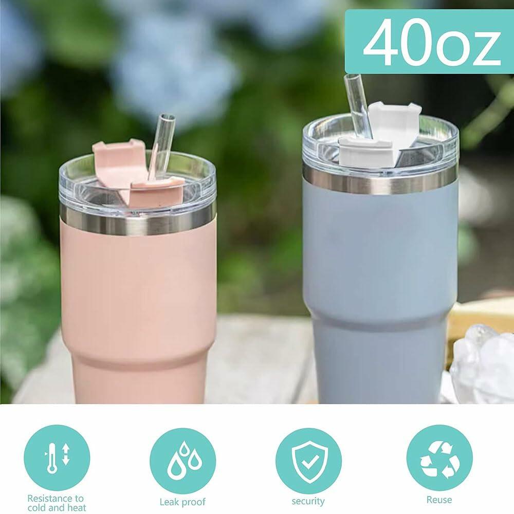 NETRIWOW 2 Pcs Tumbler Lid for Stanley 40oz Cup Dustproof Spill Proof White