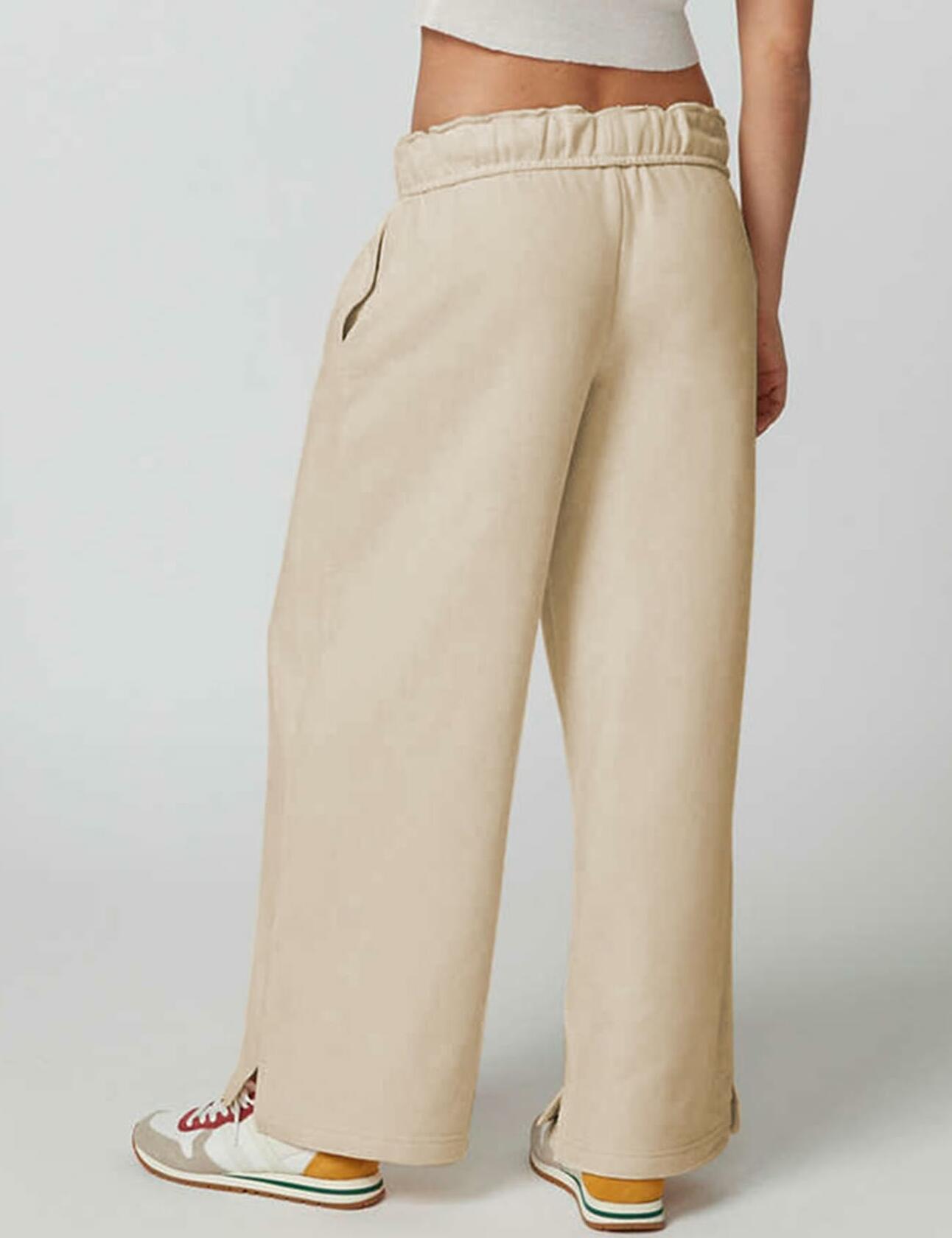 Kissonic Women’s Casual Baggy Fleece Sweatpants Drawstring Joggers Apricot XL
