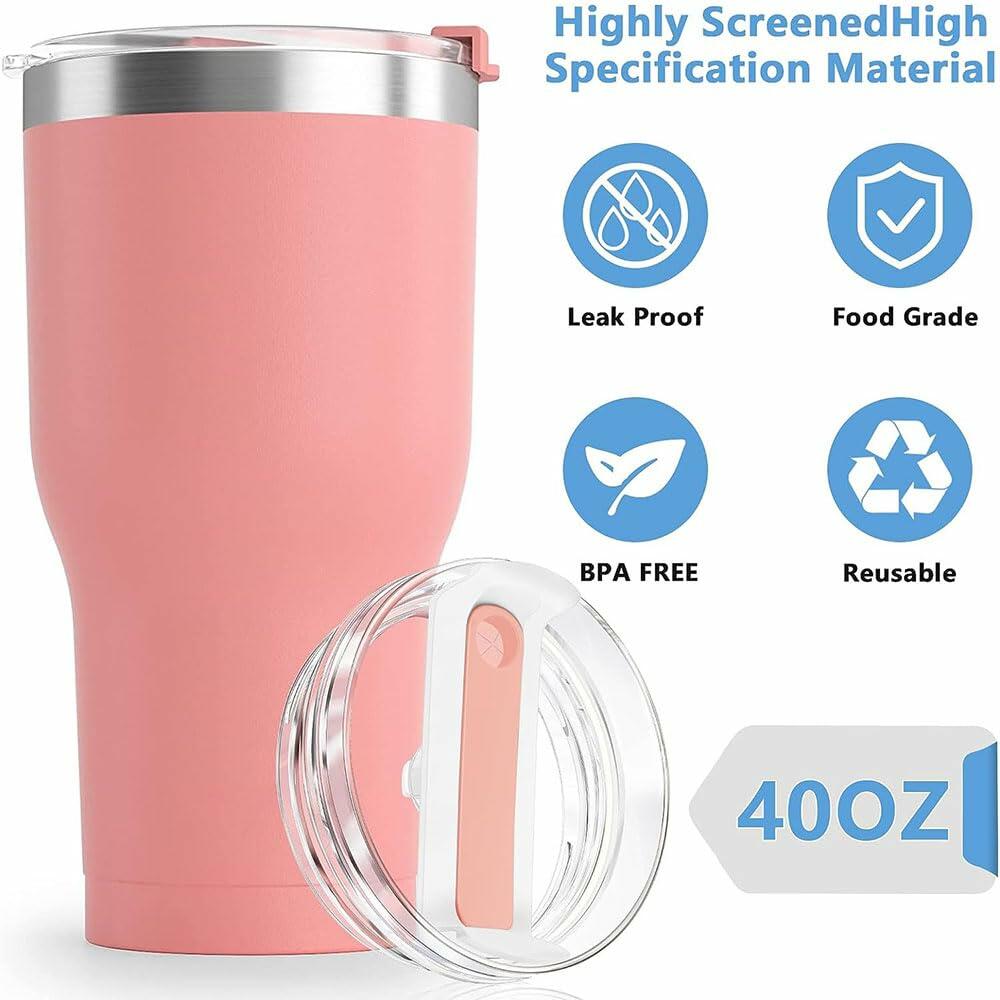 NETRIWOW 2 Pcs Tumbler Lid for Stanley 40oz Cup Dustproof Spill Proof White