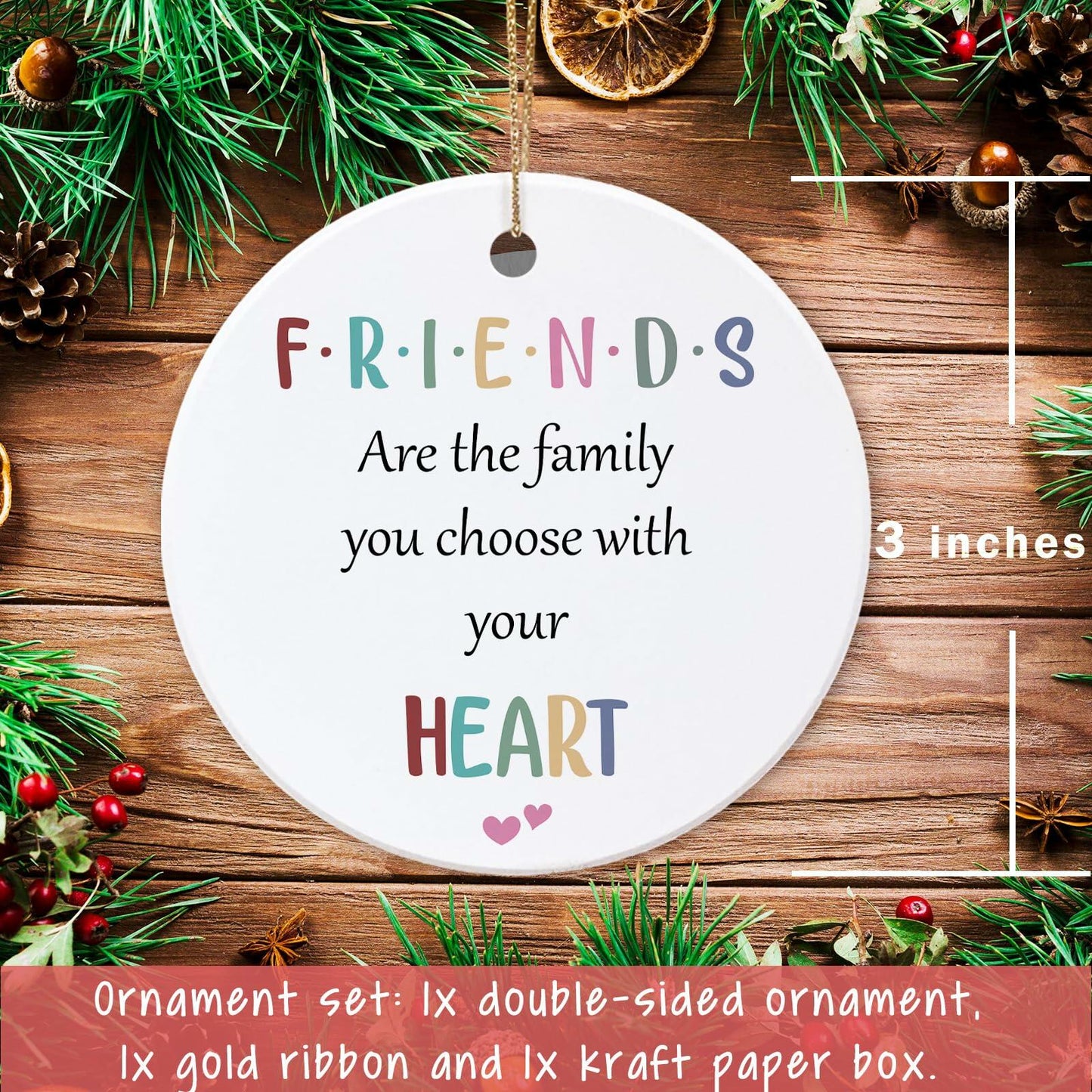 Friend Gifts Hanging Ornament Friendship Heart Christmas Tree Decoration