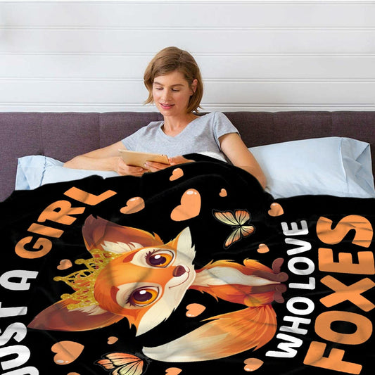 Just a Girl Who Loves Foxes Blanket Warm Soft Throw 40x50 Kids
