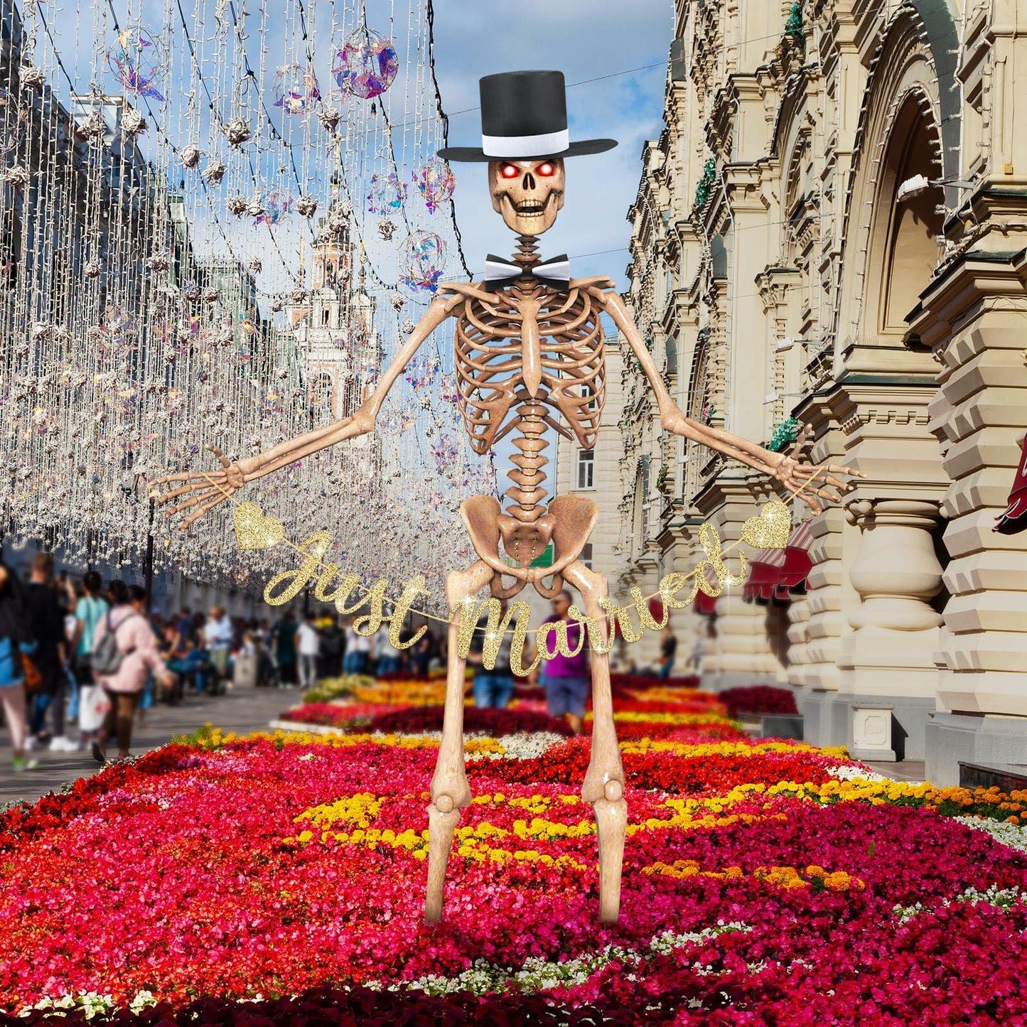 VioraWhite Skeleton Costume Accessories Banner Bow Tie Just Married