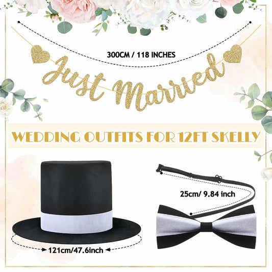 VioraWhite Skeleton Costume Accessories Banner Bow Tie Just Married