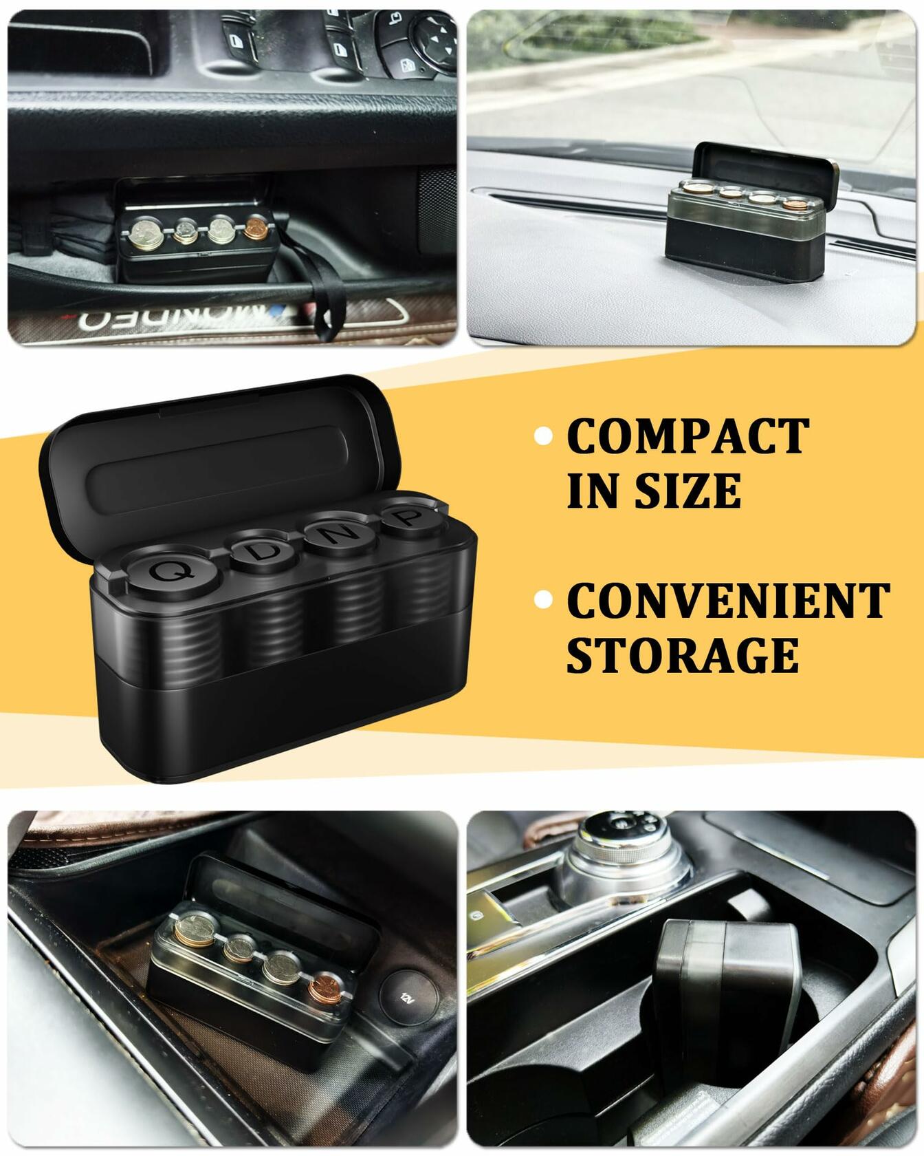 JETOO Car Coin Holder Organizer Large Capacity Universal Storage 2 Pack
