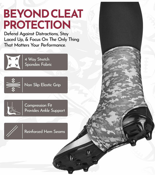 Exxact Sports Football Cleat Covers Spats Grey CAMO X-Large Size XL