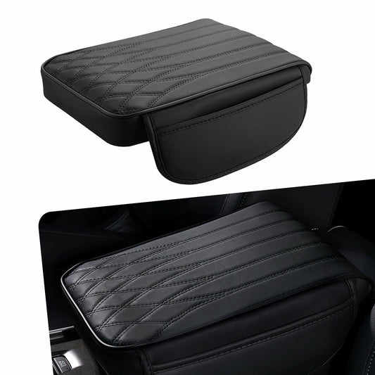 Yumfugu Car Center Console Armrest Cover Leather Memory Foam Beige 12.59x8.66