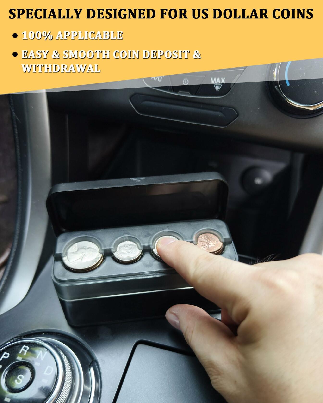 JETOO Car Coin Holder Organizer Large Capacity Universal Storage 2 Pack