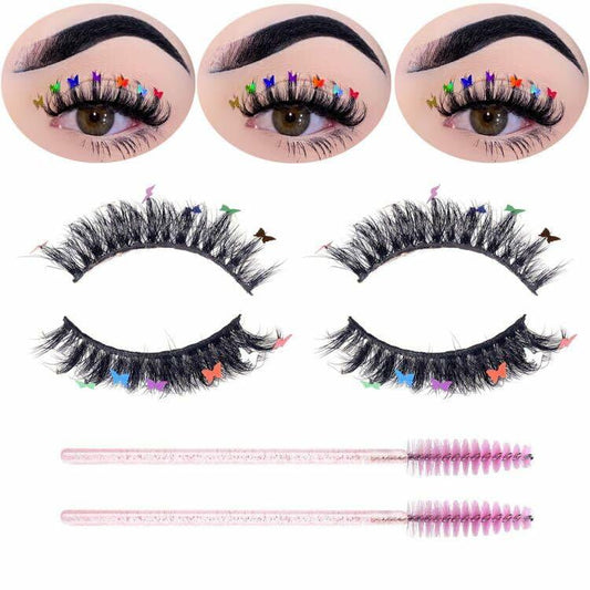 Miss Kiss Butterfly Russian Curl False Eyelashes 14MM Black 2 Pairs + 2 Brushes