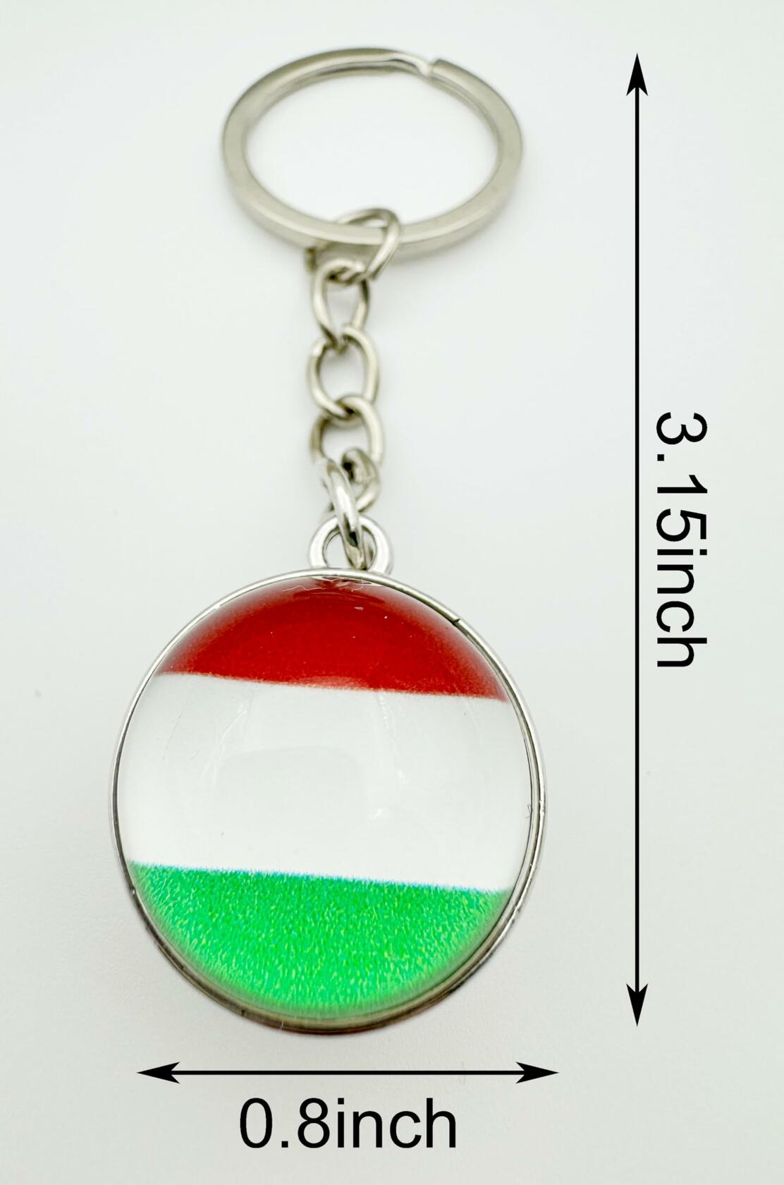 LLBFHH Hungary Flag Key Chain Stainless Steel Car Keyrings 3 Pcs