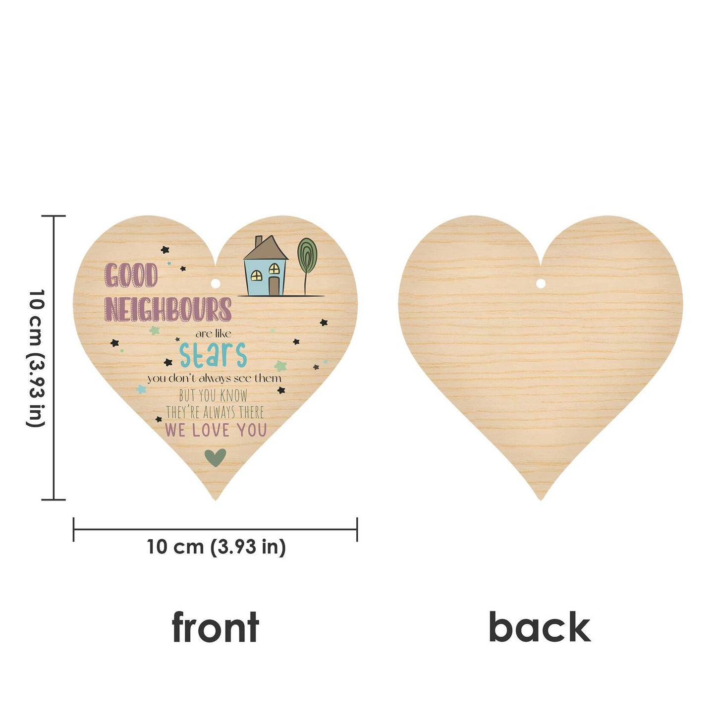 Wooden Antique Hanging Heart Plaque Sign Good Neighbors Quote