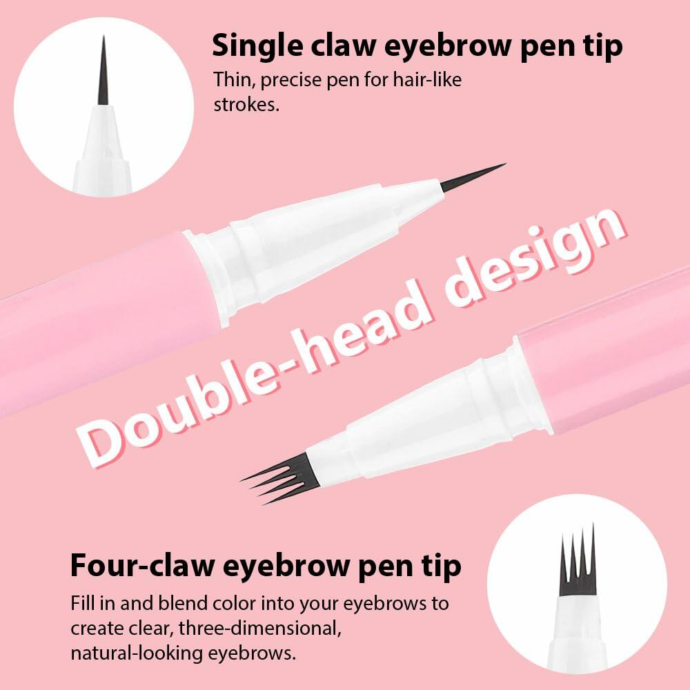 BestBy07/27 evpct Brown Dual-Ended Microblading Eyebrow Pen 1Pc Brush