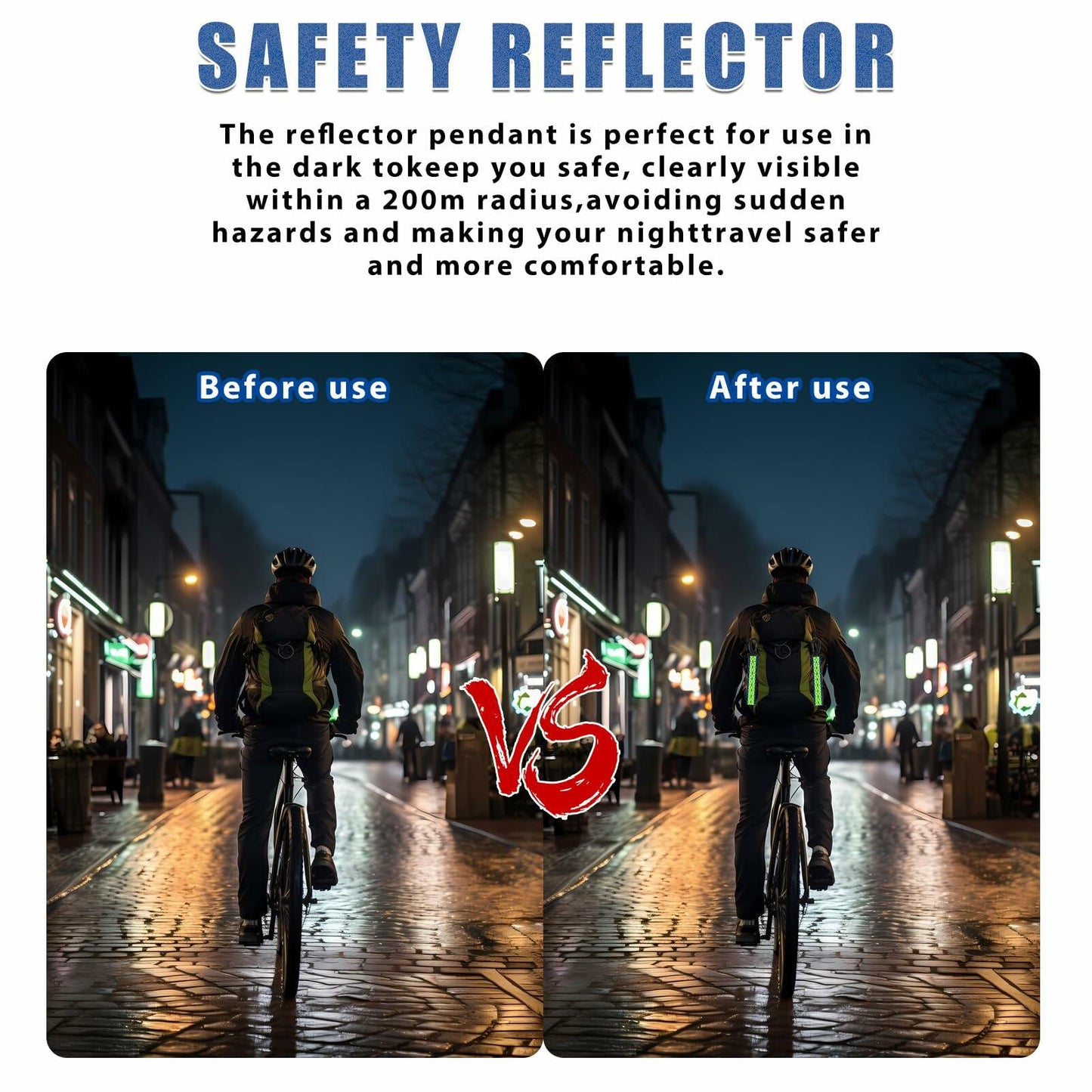 Grevosea 6Pcs Reflective Safety Key Chains Pendants Red Yellow Blue