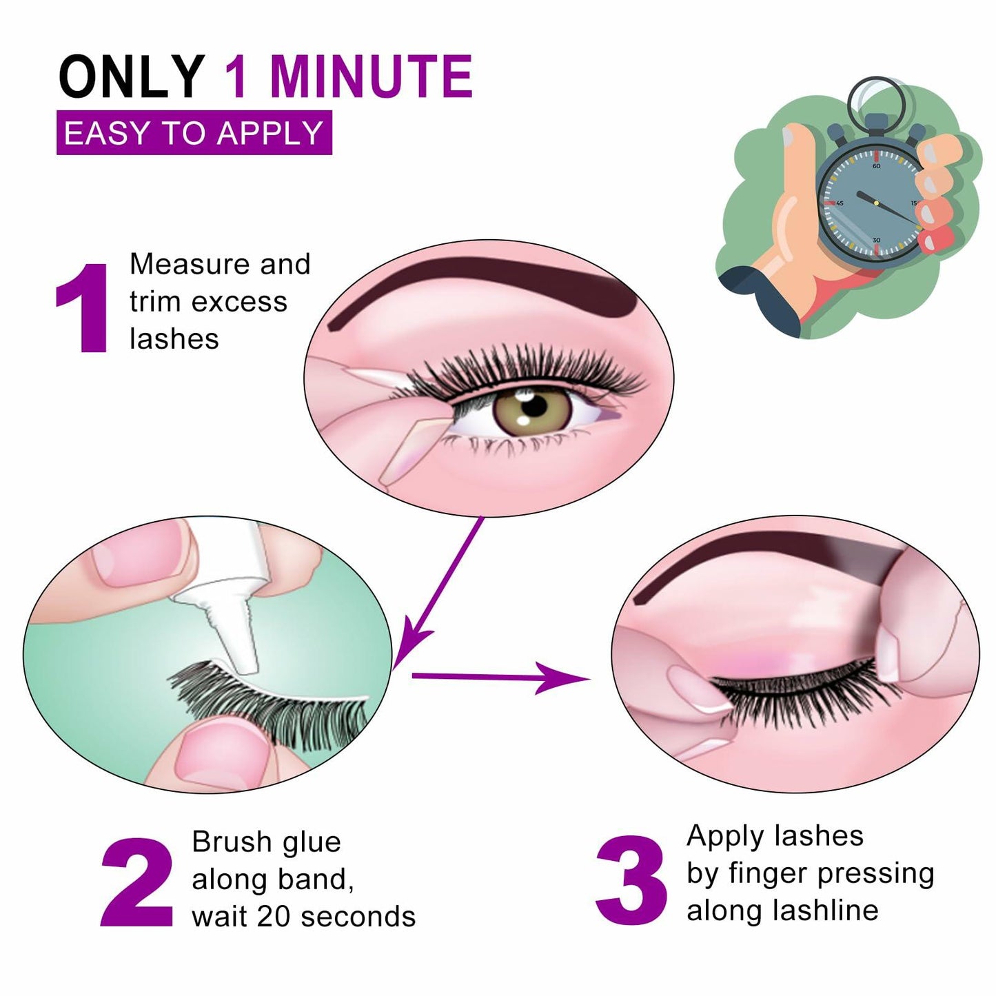 Miss Kiss Butterfly Russian Curl False Eyelashes 14MM Black 2 Pairs + 2 Brushes