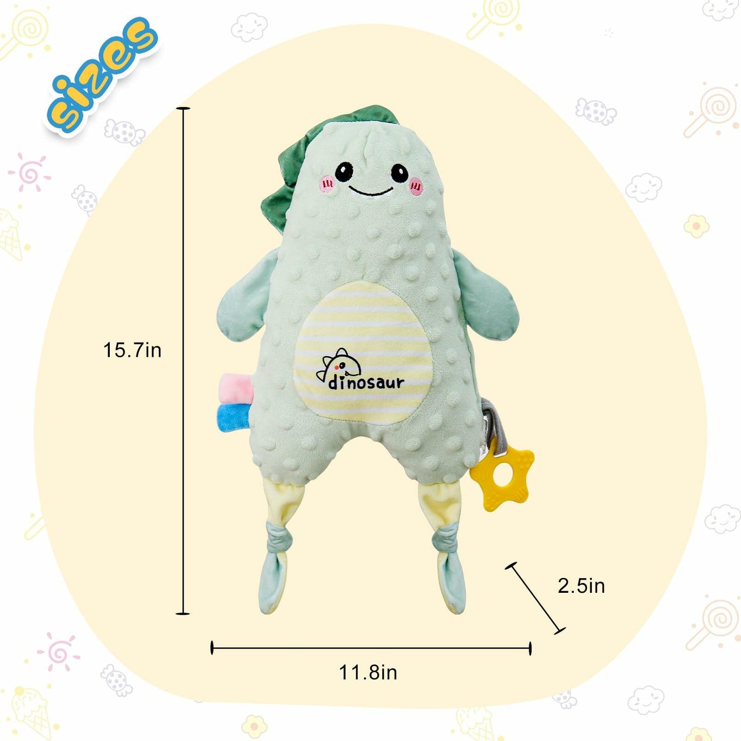 KELCIO Lion Plush Soother Toy for Babies Yellow 14.6 Inch