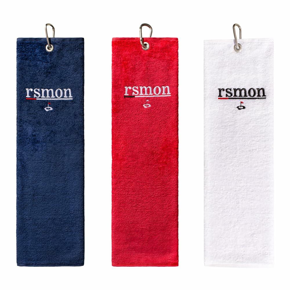 rsmon Cotton Golf Towels 20x17 Inch Red Navy Blue White Pack of 3