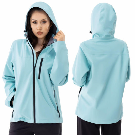 CAMEL CROWN Women's Waterproof Shell BLUE Jacket Windbreaker Hooded Rain Coat XL